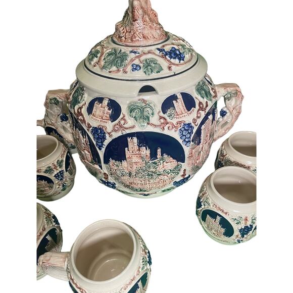 Tureen Other - Vintage German Castle Stoneware Punchbowl/Tureen Set